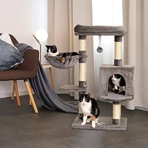 Arbre à chat lionto - arbre à grimper griffoir pour chat - hauteur 93 cm - gris foncé