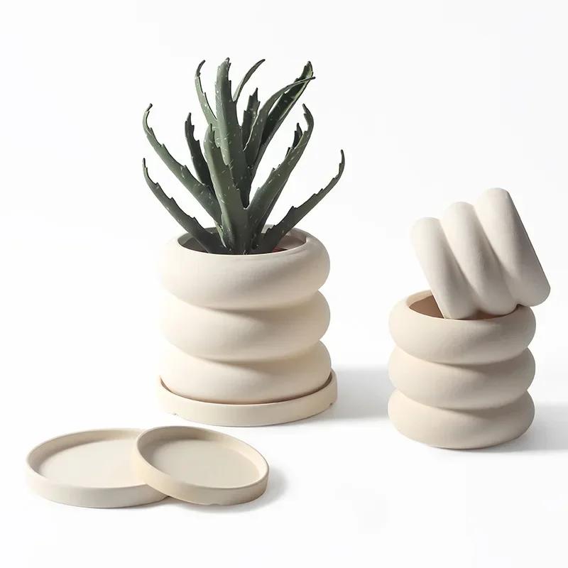 Nordic INS-style Vegetarian-fired Breathable Ceramic Fleshy Green Plant Flowerpot Modern Minimalist Personality Art Green Radish