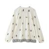 Spring/Summer 2025 Women's Casual Embroidered Long Sleeve Tie-Up Shirt 4387051