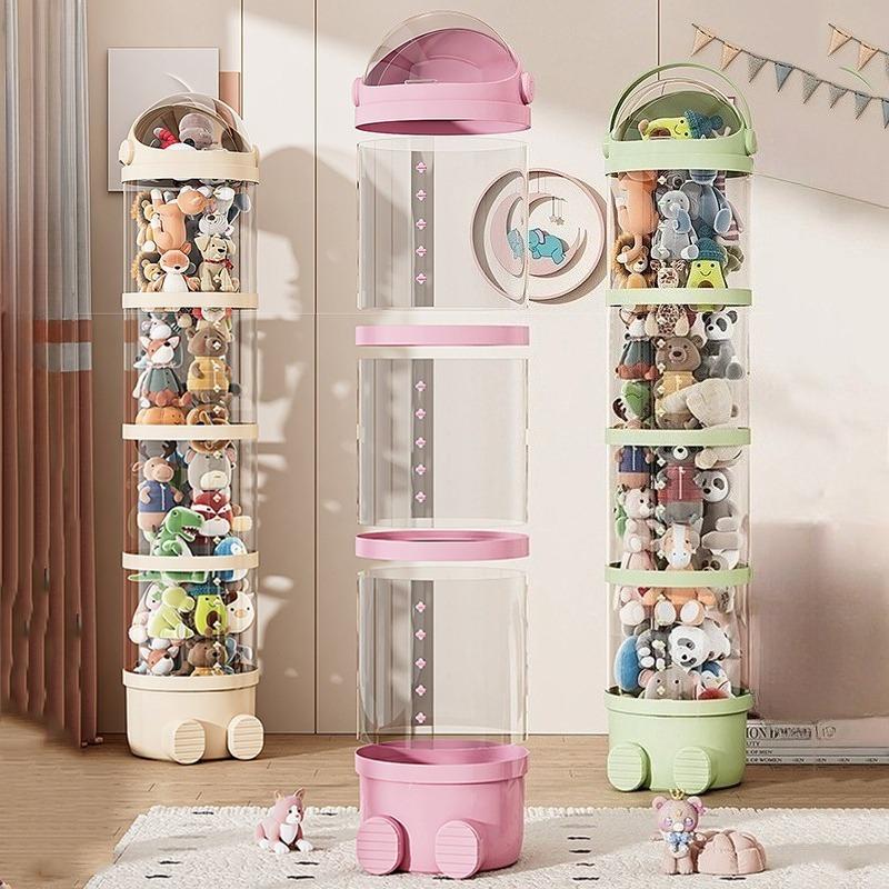 Toy Storage Tube Doll Organizer Bucket Large Transparent Organizing Cylinder Multifunctional Luxury Plastic Organization Boxes