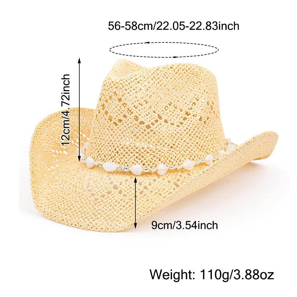 Cu Bor Modelabil Pălărie Western Cowgirl cu Garnitură Inimioare Mărgelate Pălărie de Plajă pentru Femei