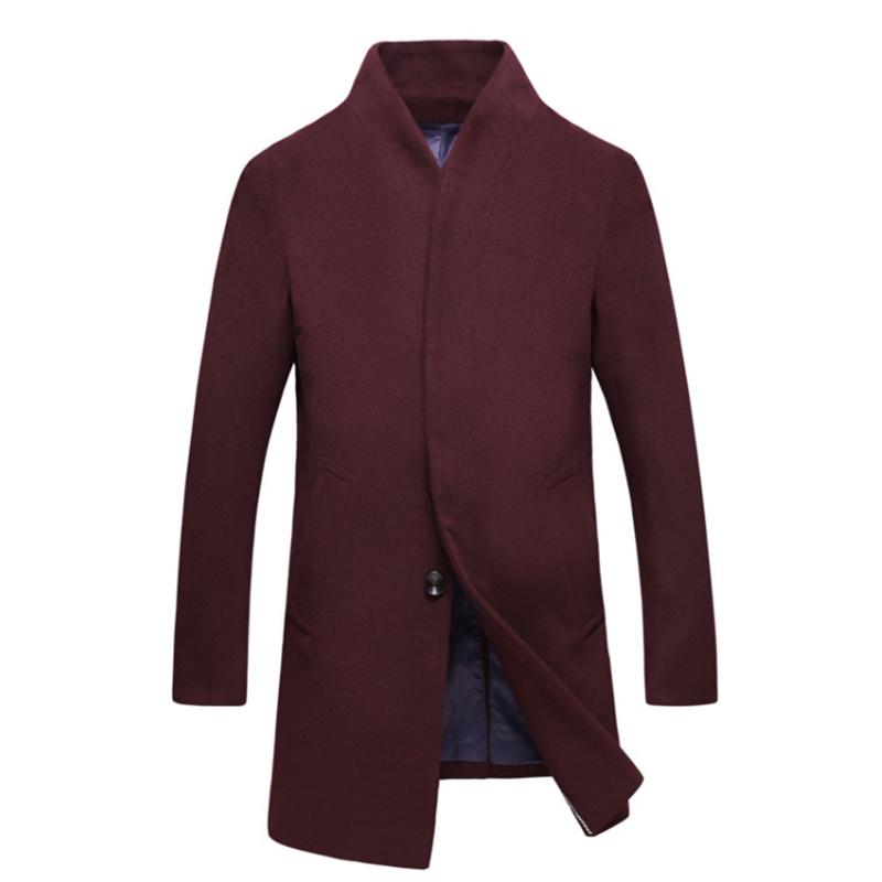 Luxurious Mens Winter Formal Trench Coat Double Breasted Long Wool Jacket Outwear