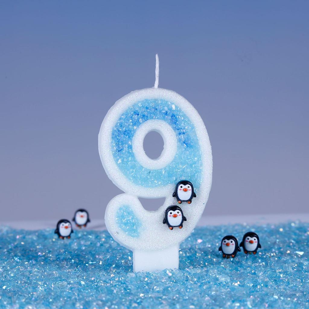 1PC Cute Penguin Birthday Number Candle 0-9 Number Candle for Birth Day Wedding Anniversary Antarctic Glacier Themed Party