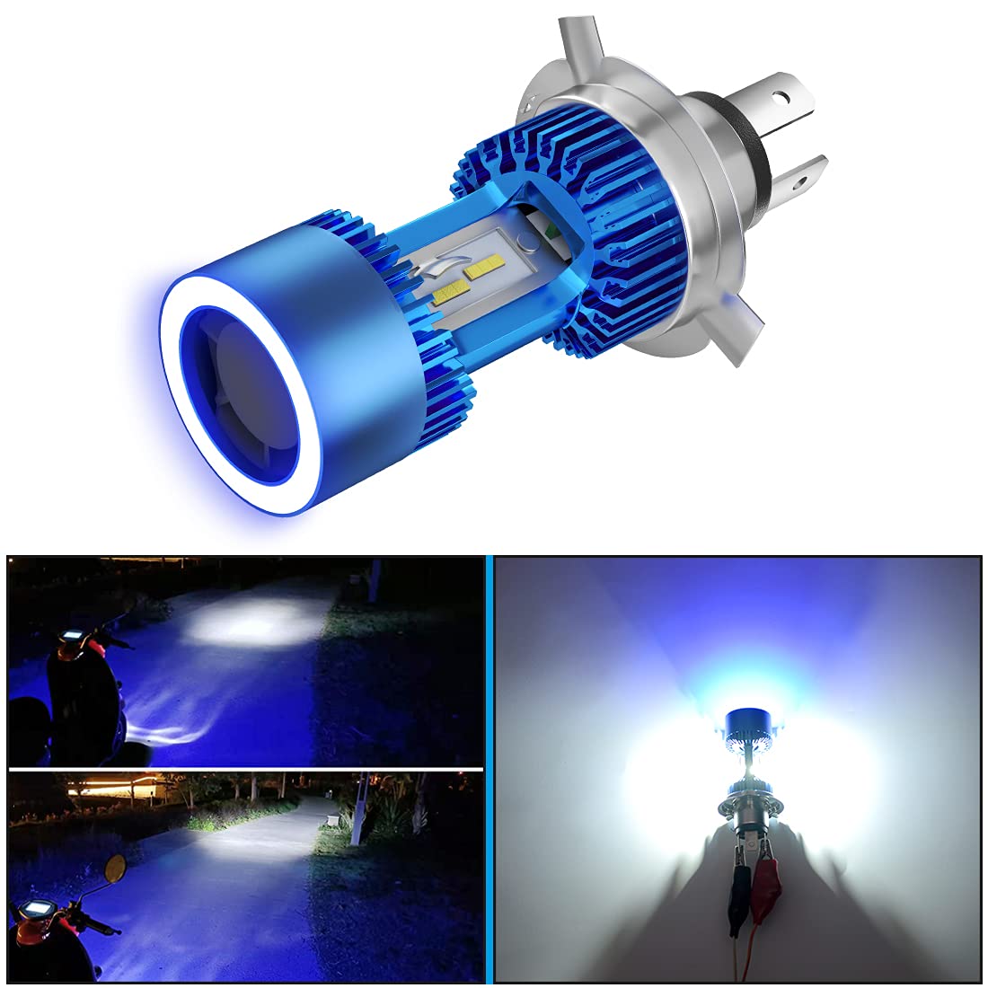 

POOPEE Светодиодная фара для мотоцикла, H4/HS1, Светодиодная лампа Hi/Lo, Беспроводная, Встроенная, 30 Вт, DC9-36В, Высокая яркость, H4/HS1