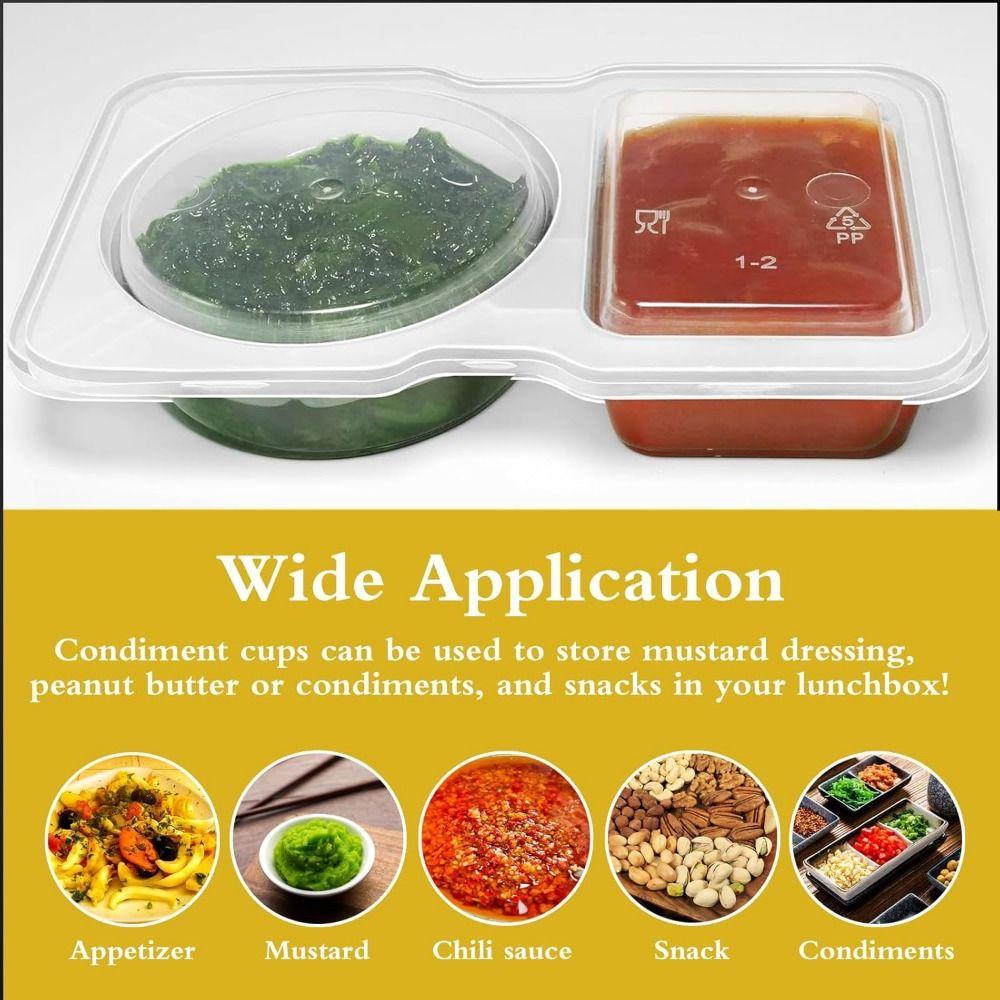 10/15/20pcs Double Compartment 2 Grids Condiment Container Plastic Snack Container  Household