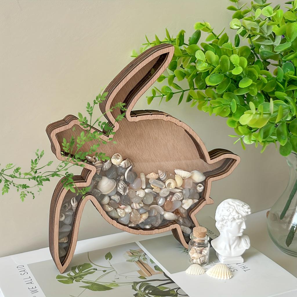 1 pc Wooden Retro style Storage Box in The Shape of A Turtle. Wooden Craft Personalized Creative Wooden Desktop Display Stand