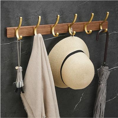 Black Walmut Single Robe Hook Wall Mounted Towel Hook Brushed Gold Painted Clothes Hook Bathroom Hardware