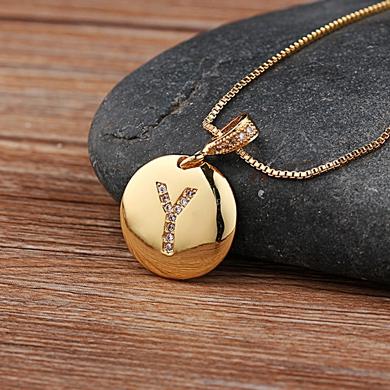Nidin Top Quality Women Girls Initial Letter Necklace 26 A-Z Charm Neck Pendants Copper CZ Jewelry Personal Gifts Wholesale