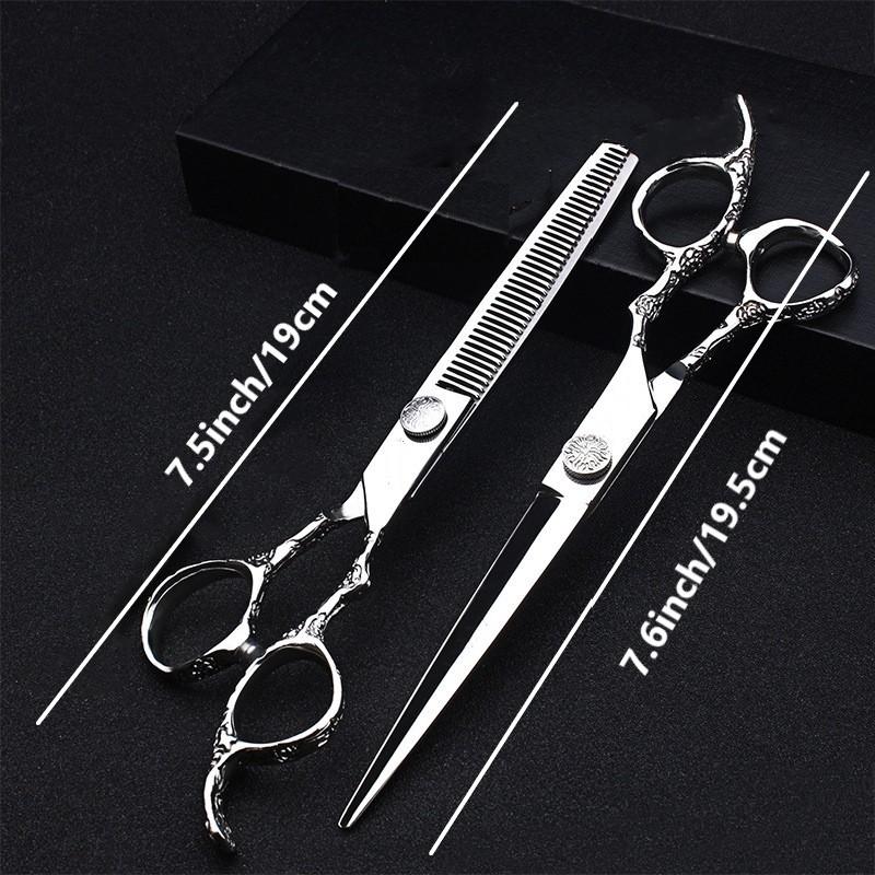 7.5 Inch Professional Hairdressing Scissors Barber Rose Pattern Hairstylist Scissors Styling Tools