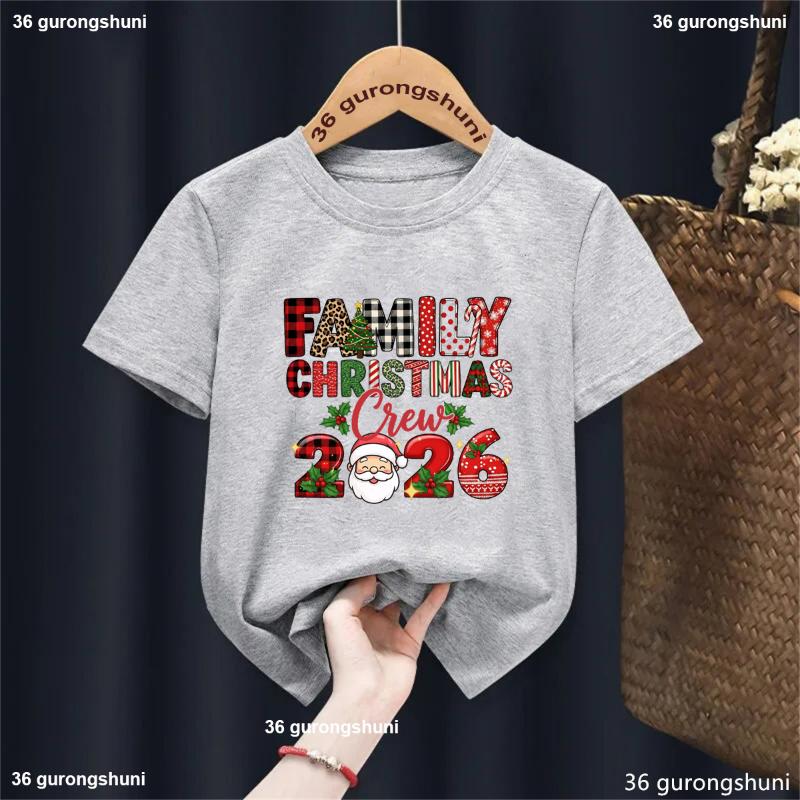 Christmas Day Fashion Christmas Crew 2026 Graphic Print Cute Boy/Girl Tshirt Christmas Festival Short Sleeve Casual Tshirt Tops