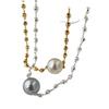 Gold Silver Beaded Pearl Pendant Necklace Set – Minimalist Dainty Jewelry for Women, Elegant Gift
