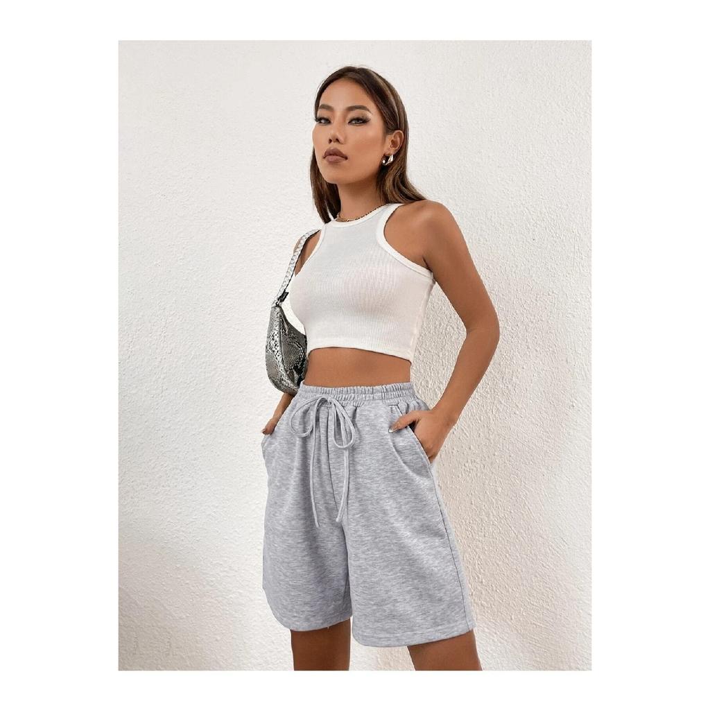 Szare damskie szorty z bawełny czesanej