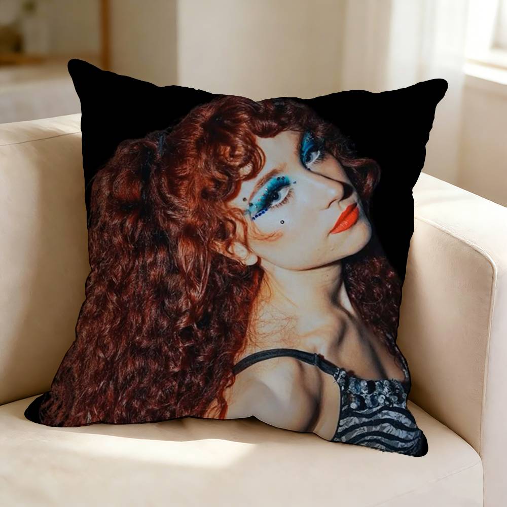 Midwest Emo CChappell Roan Square DoubleSided Printed Pillow Case Bedroom Bedside Pillow Sofa Cushion Cover