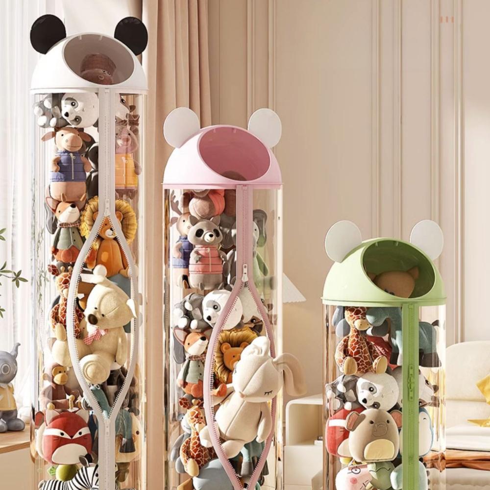 Dustproof Toy Storage Bucket Transparent Large Capacity Storage Bucket Space Saving Floor Standing Toy Storage Basket with Lid