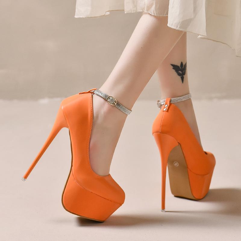 Fashion 2024 Women Party Disco Dance 5.5cm Platform Pumps Buckles Super High Thin Spike Heels Fashion Dress Party Red Big Size 49 50