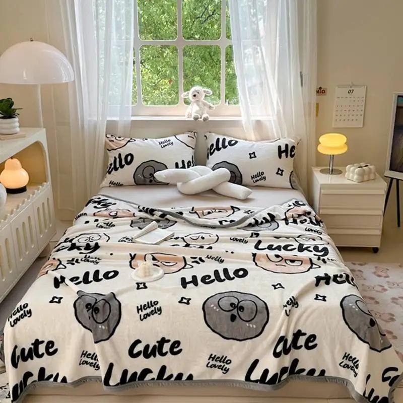 New Milk Fiber Printed Blanket 300G Cloud Mink Velvet Cover Blanket