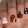 24 Pcs Glossy Black Halloween Cute White Ghost Short Round Press On Nails Acrylic Manicure