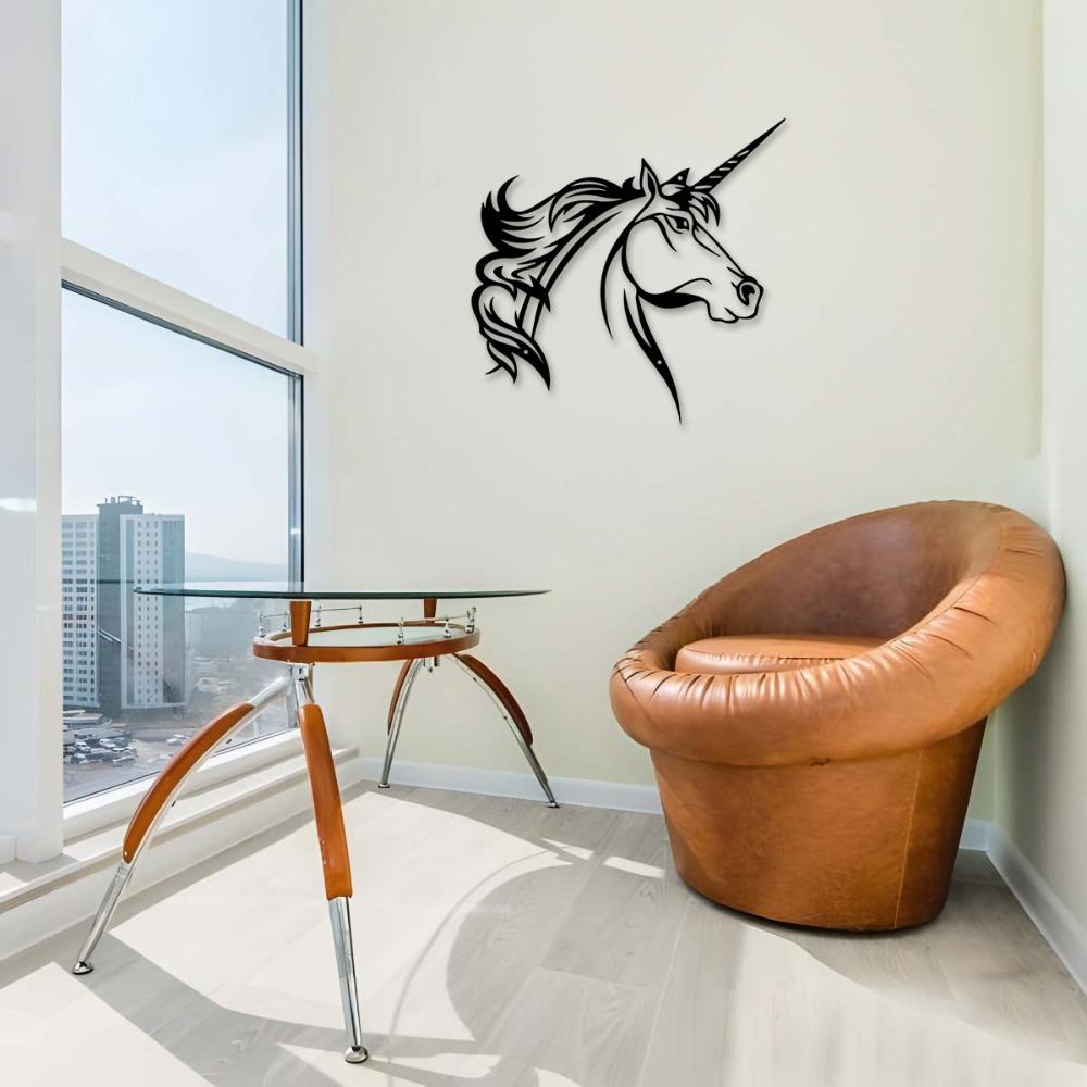 Metal Unicorn Wall Art Decor, 11.81 inch, Indoor Outdoor Use for Living Room Patio Balcony, No Power Needed