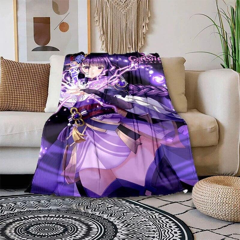 Genshin Impact Měkká plyšová rozkládací pohovka házecí kreslený moderní flanelový povlak na deku Gedruckt Bettdecke Geschenk piknikové deky
