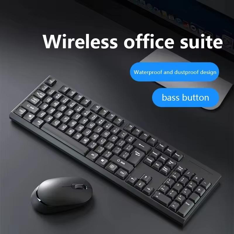 2.4GHz Wireless Keyboard Mouse Set Mobile Phone Tablet Computer Bluetooth Keyboard Mouse Set Mute 104 Keycaps Keyboard Plug and Play