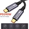 PD240W USB C To USB C Data Cable Type-C Fast Charging Cable Double Straight-head Charger PD Cord For Laptops Tablets Smartphones