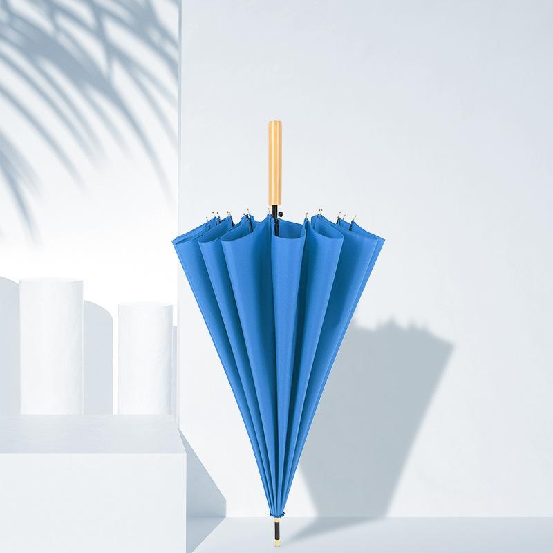 16 bone umbrella Japanese small fresh wood straight handle curved hook handle straight bar umbrella 16 bone large double umbrell