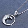 Hot White Orb with White Diamonds Moon Shaped Glossy Circle Pendant Necklace Stylish Simple Necklace