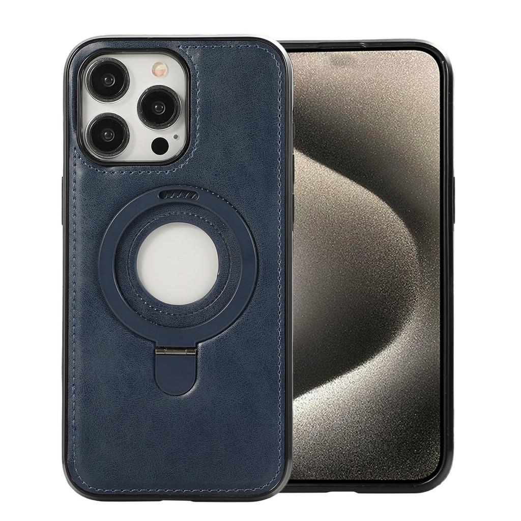 For iPhone 13 Pro Case Magnetic Kickstand PU Leather Coated PC+TPU Phone Cover