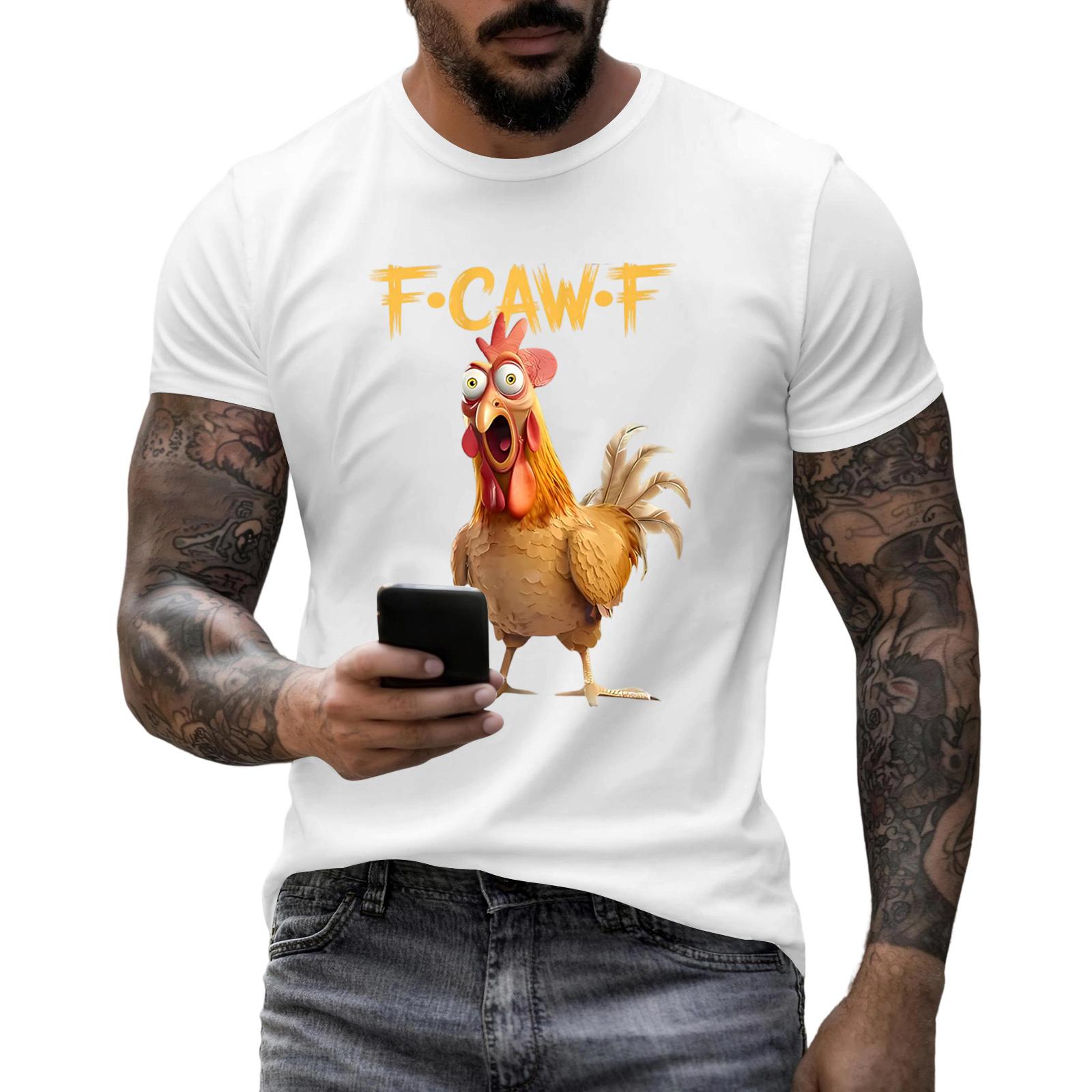 

Мужская мода повседневный принт с коротким рукавом круглый вырез пуловер топы XXL белый