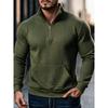 Casual Solid Waffle Half Zip Pocket Long Sleeve Stand Collar Sweatshirt