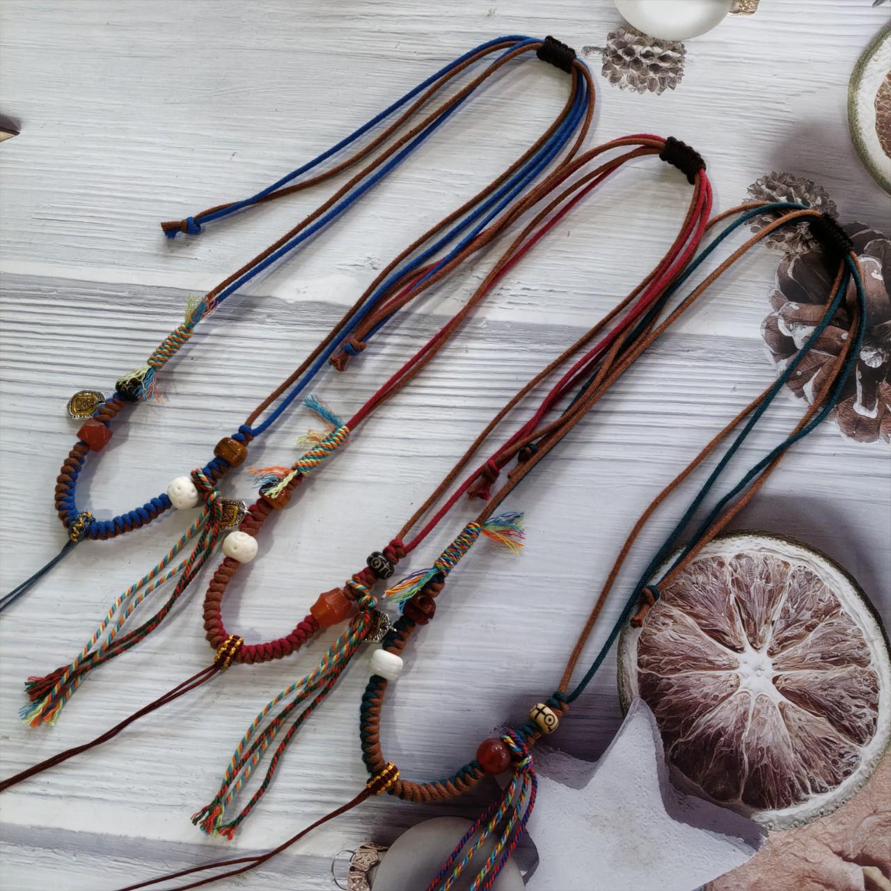 

Tibetan Style Adjustable Hand-Woven Rope Necklace for Men and Women Model 333-2