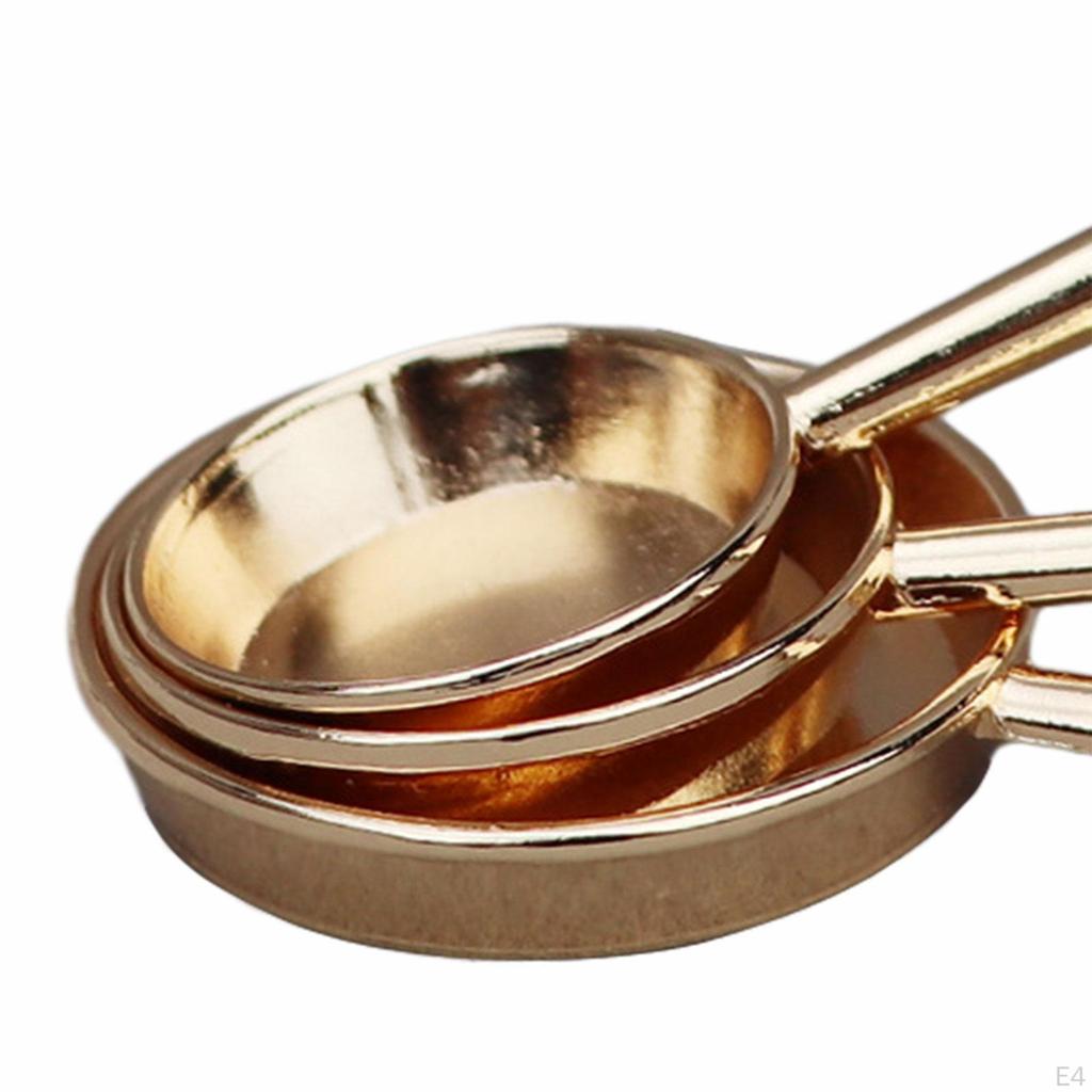 3 Pieces Dollhouse Cookware Set Miniature Metal Frying Pans 1/12 Scale for Kitchen
