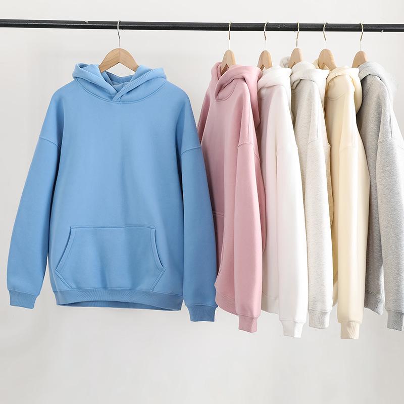 2025 Übergroßes Kapuzensweatshirt für Damen - Koreanischer Stil Einfarbiges Fleecejacke mit langen Ärmeln