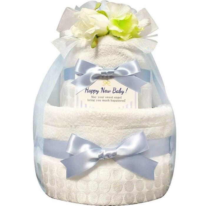 [KanonBabys] Diaper Cake - Boy - Imabari Organic - 2 Tier - S Size (x 22) - Blue