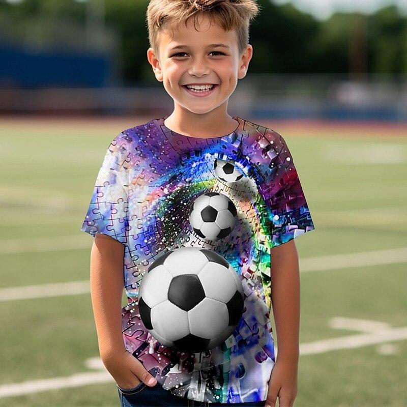 Kids Adult Football Pattern 3D Printed T-shirt Summer Women's and Men's Casual Outdoor Girl and Boy Short Sleeve Tees Top Clothing