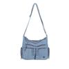 Multi Pocket Denim Crossbody Bag Adjustable Strap Large Capacity Casual Shoulder Purse for Women