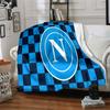 Coperta in Flanella Blu Elettrico con Logo Napoli, Poliestere Morbido, Design Moderno, Per Tutte le Stagioni per Campeggio, Viaggi, Regali per le Feste o Compleanni