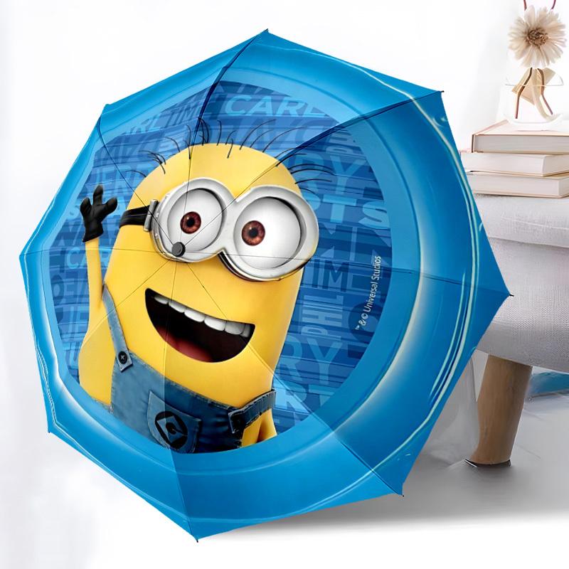 1PC Minion Automatic Open/Close Umbrella, 8-Rib Sturdy Frame, Lightweight Portable Umbrella, Commute, Business - Ideal Gift for Friend, Vibrant Patter