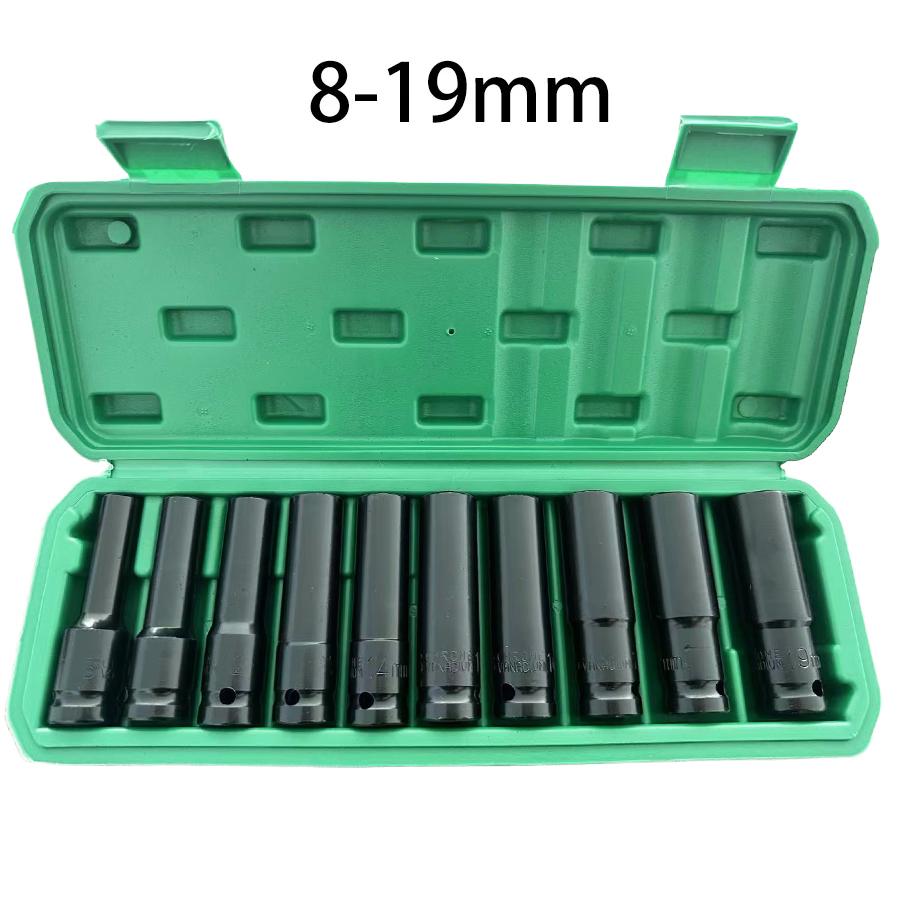 1/2 Inch Drive 10PC Metric Impact Socket Set 8-24mm Carbon Steel with Storage Case