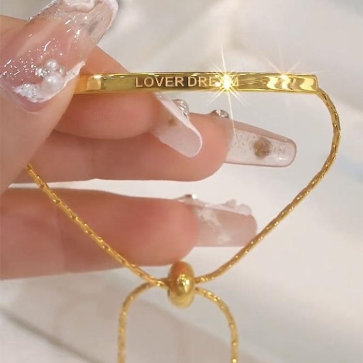 

Women s Luxury Titanium Steel Adjustable Letter Bracelet