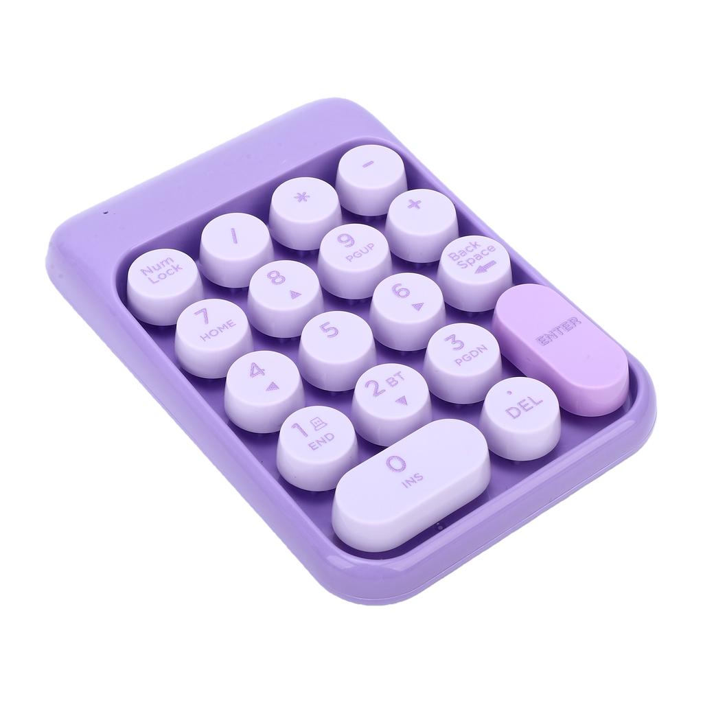 Wireless Number Pad 18 Key 2.4G Numeric Keypad Financial Accounting Numpad Keyboard for Home Business Work Purple