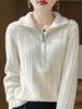 2026 Spring/Autumn Plus-Size Wool Blend Zipper Knitwear Top for Women - Thick, Loose Style, with Cross-Border Fashion Appeal.