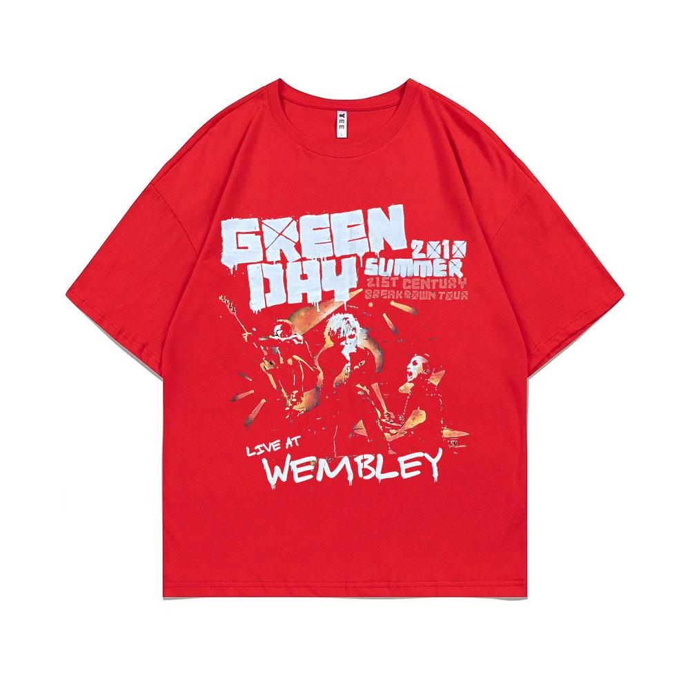 Rare Punk Band Green Day Live At Membley T-shirts Men Women Vintage Gothic Rock Tshirt Men's Cotton Casual Oversized T Shirts