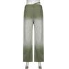 2022 frauen mode hohe taille split up grün frauen Breite bein jeans baggy frau denim capris Hosen jean mom jeans hosen