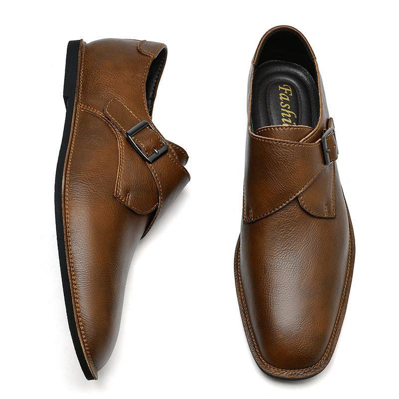 Men's shoes retro pointed casual leather shoes large size men's Brock British lazy shoes one pedal Doudou shoes