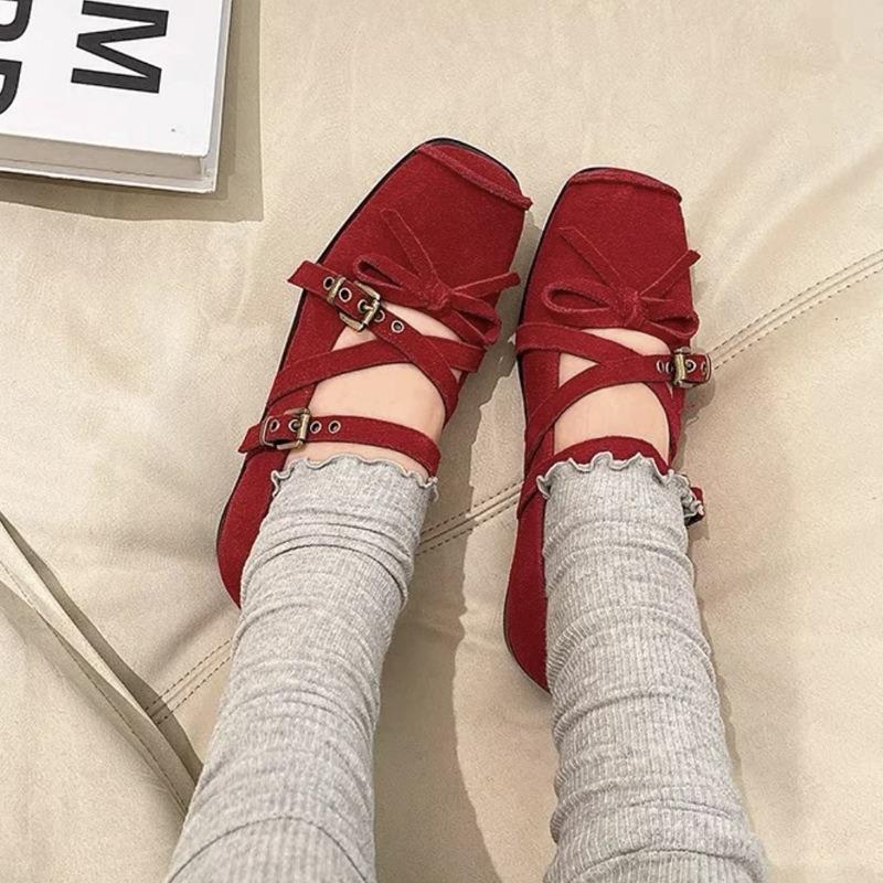 Leather version~ Retro bow silver ballet shoes women's head Mary Jane shoes flat bottom light mouth single shoes