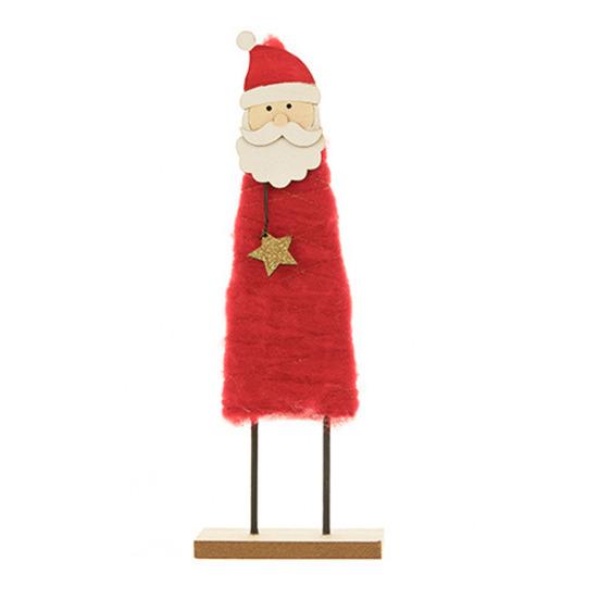 Yousheng Christmas Tabletop Decoration Plush Wool Felt Reindeer Santa Tree Figurine with Wooden Base for Winter Tiered Tray Mantel Decor