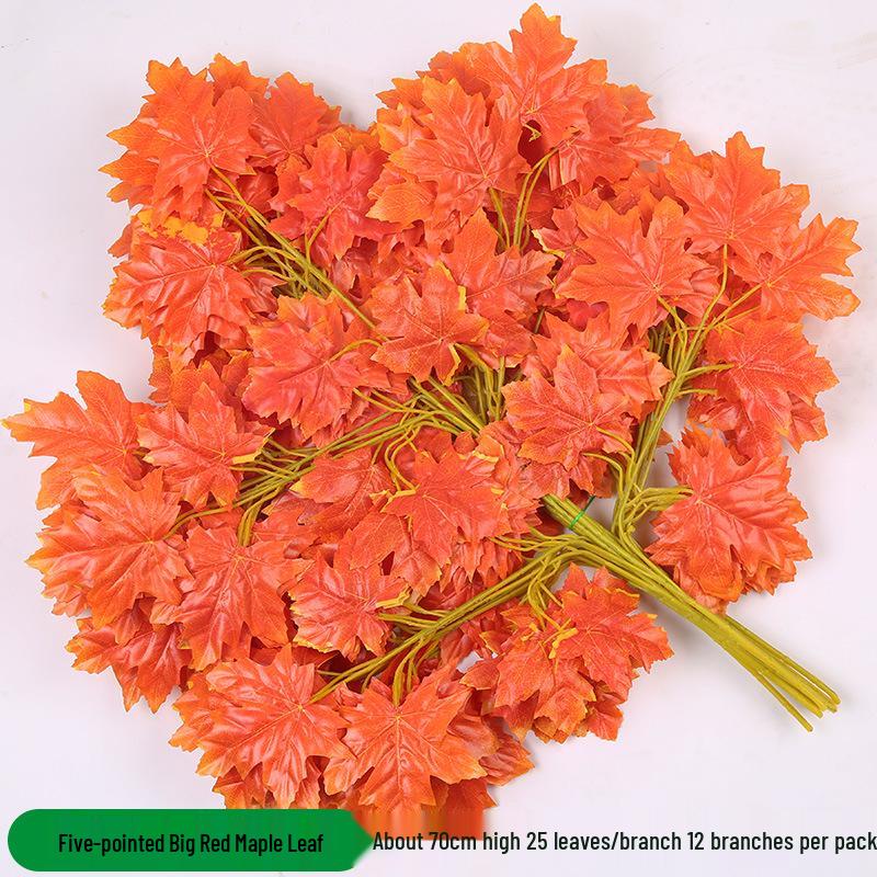 Artificial Red Maple Leaf Branch for Decoration and Landscaping