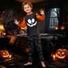 Family Matching Halloween Print Pajama Set Long Sleeve Round Neck Pajamas for Parents and Kids