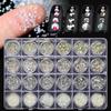 24-Grid Nail Art Charms Cross Nail Rhinestones Charms Multi-shape Nail Gems DIY Nail Art Decoration Manicure Accessories
